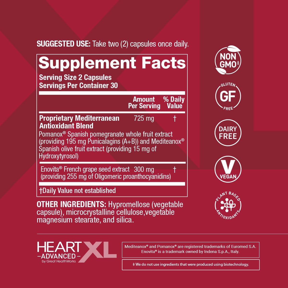 OmegaXL HeartXL etiqueta nutricional en primer plano que muestra información clara