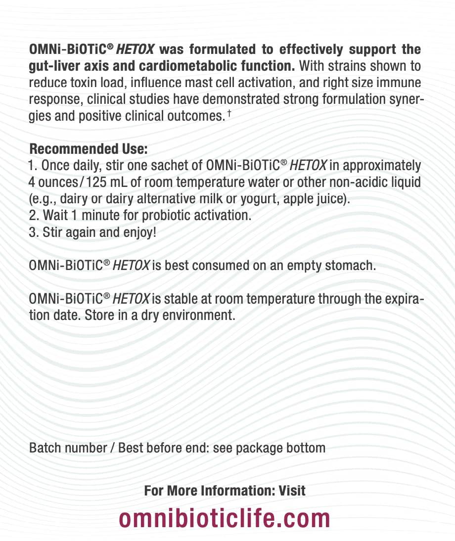 OMNi BiOTiC HETOX disolviéndose en agua para facilitar absorción y toma