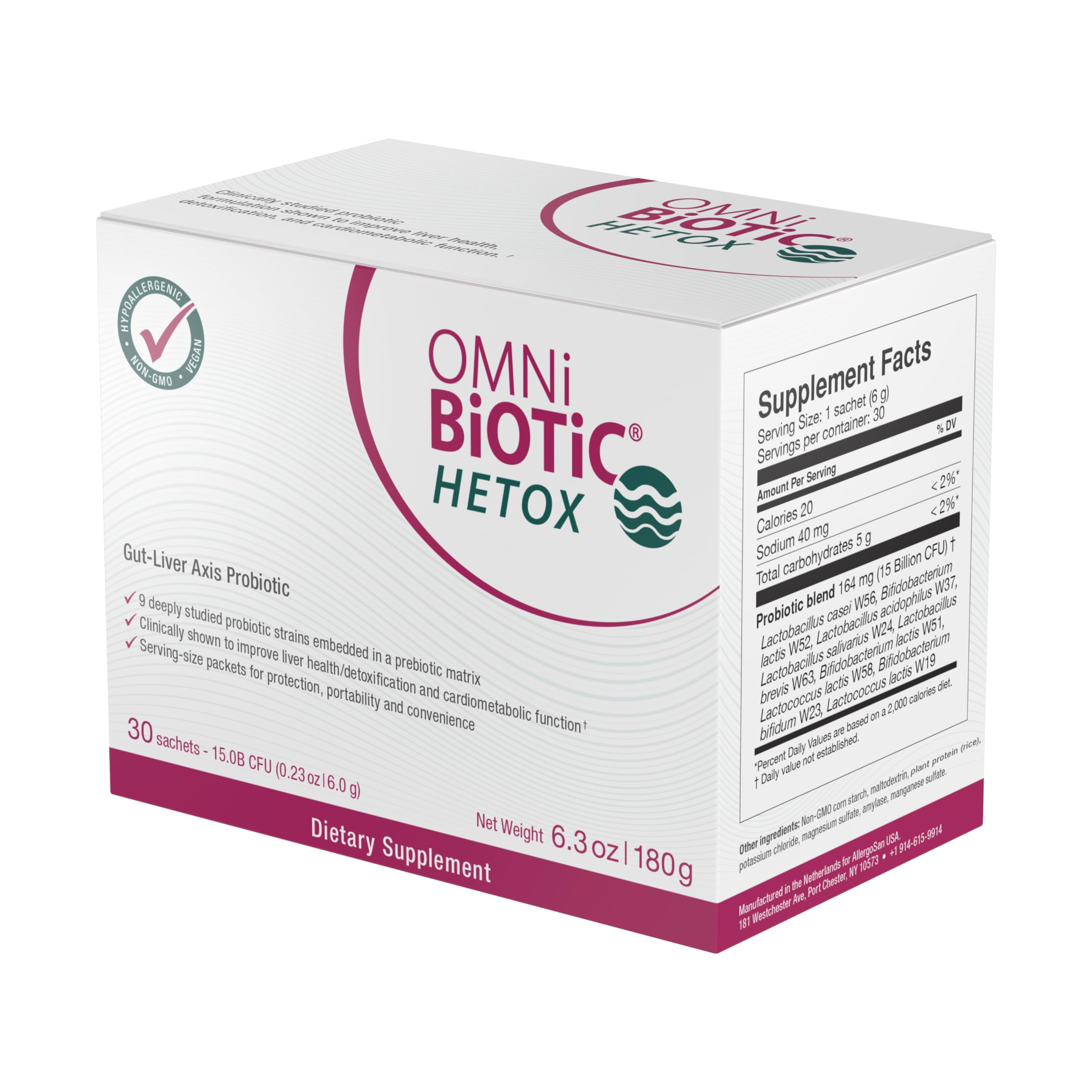 OMNi BiOTiC HETOX comparativa de tamaño del sobre para visualización práctica