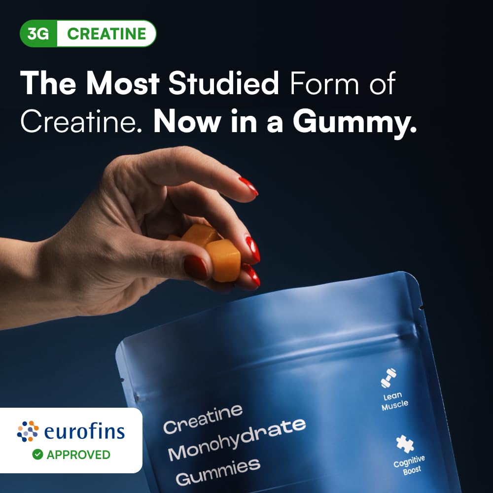 OMNI Creatine primer plano textura de gominola con aspecto apetitoso