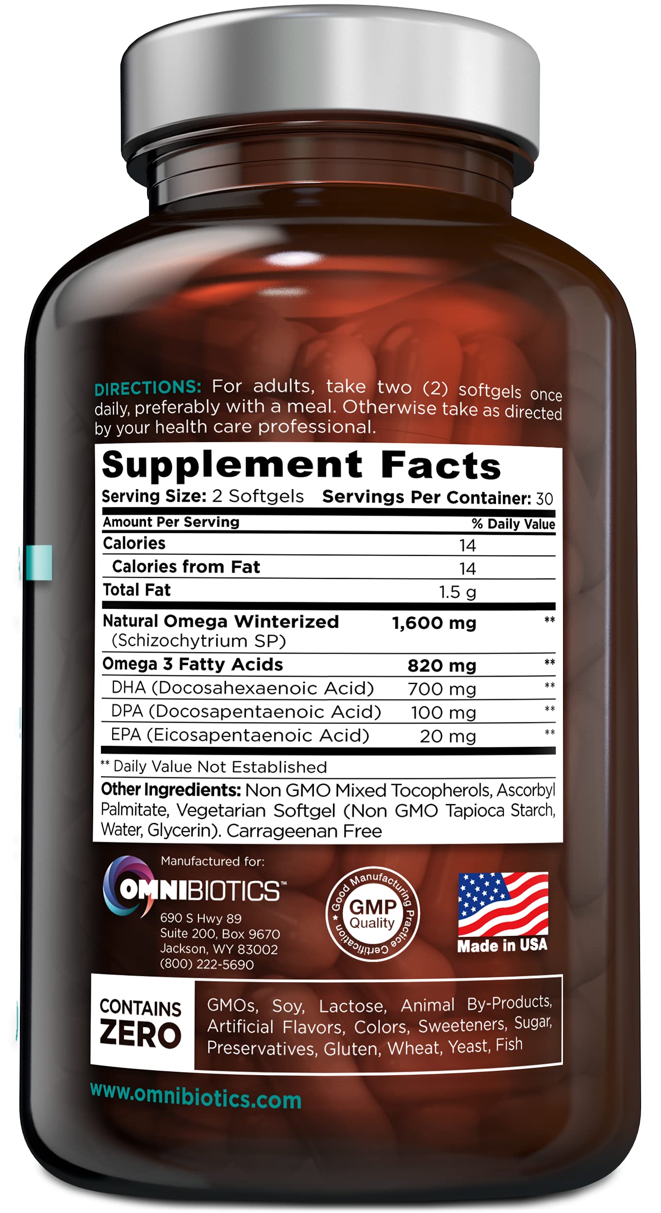 OmniBiotics detalle de cápsulas veganas mostrando textura y pureza, fácil de tragar