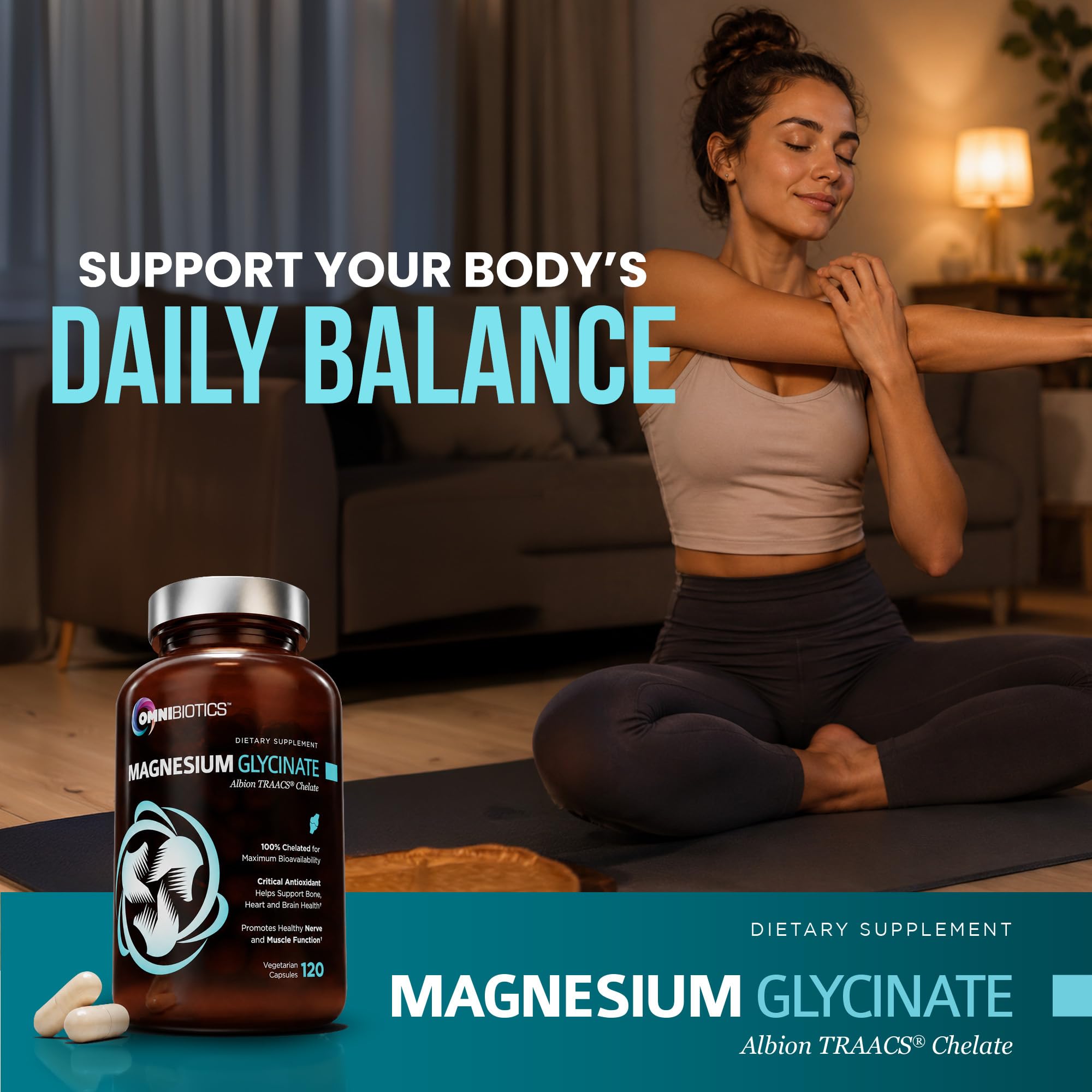 OmniBiotics cápsulas junto a una regla para comparación de tamaño