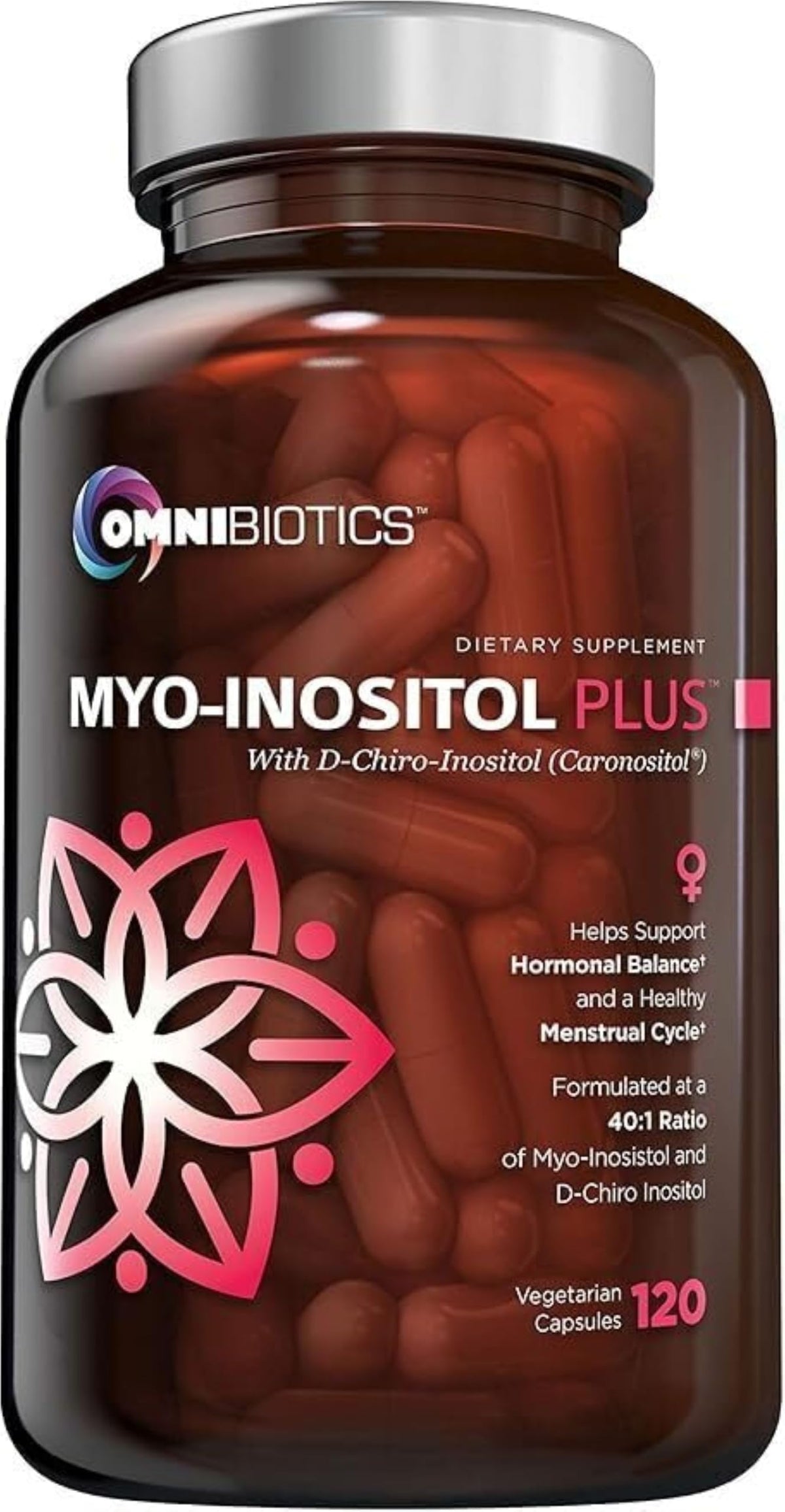 OmniBiotics frasco frontal mostrando etiqueta clara y beneficios, ideal para decisión informada