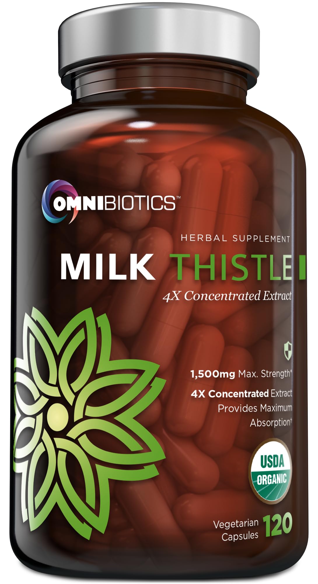 OmniBiotics envase frontal mostrando diseño y beneficio de soporte hepático