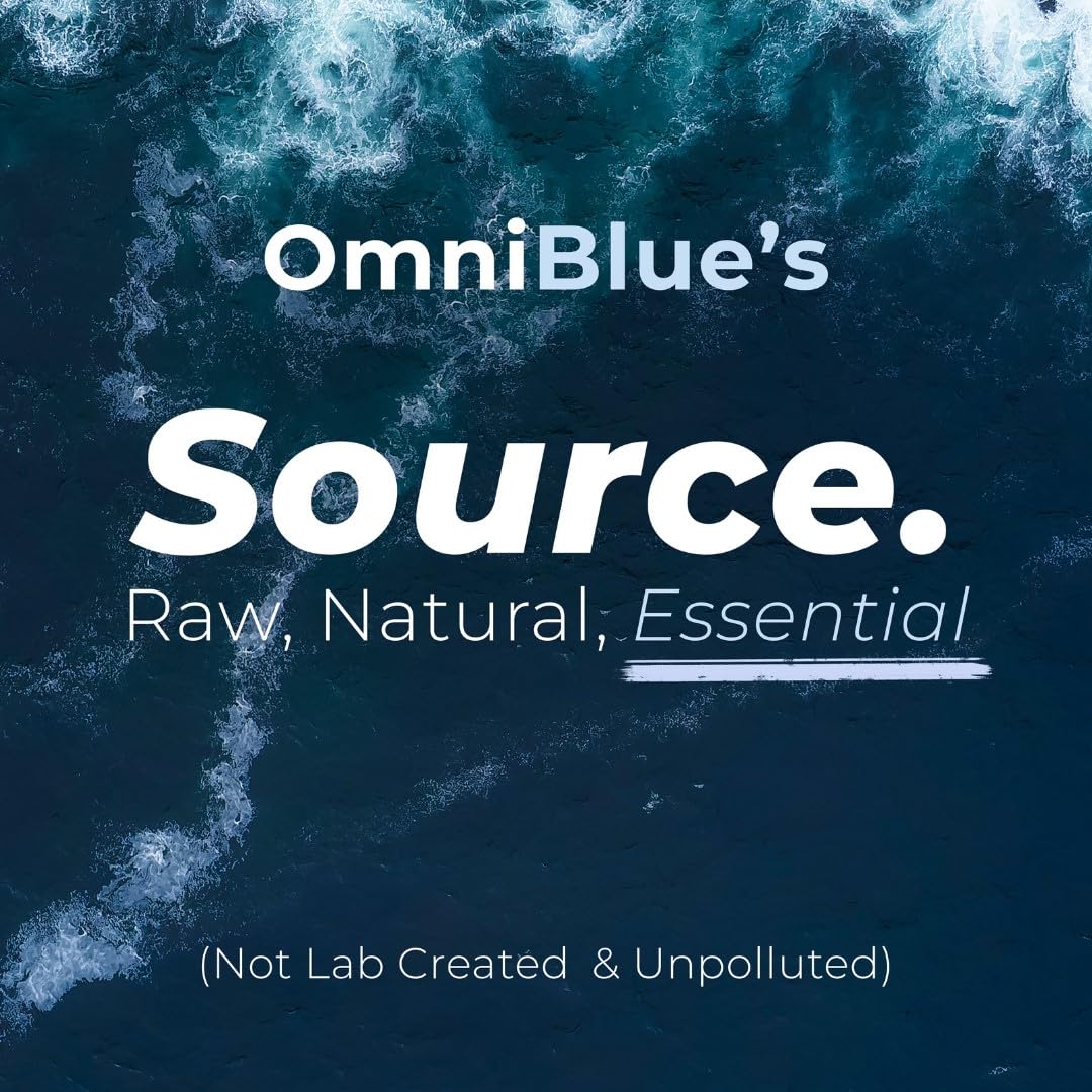 OmniBlue etiqueta en detalle, informa sobre ingredientes y origen marino