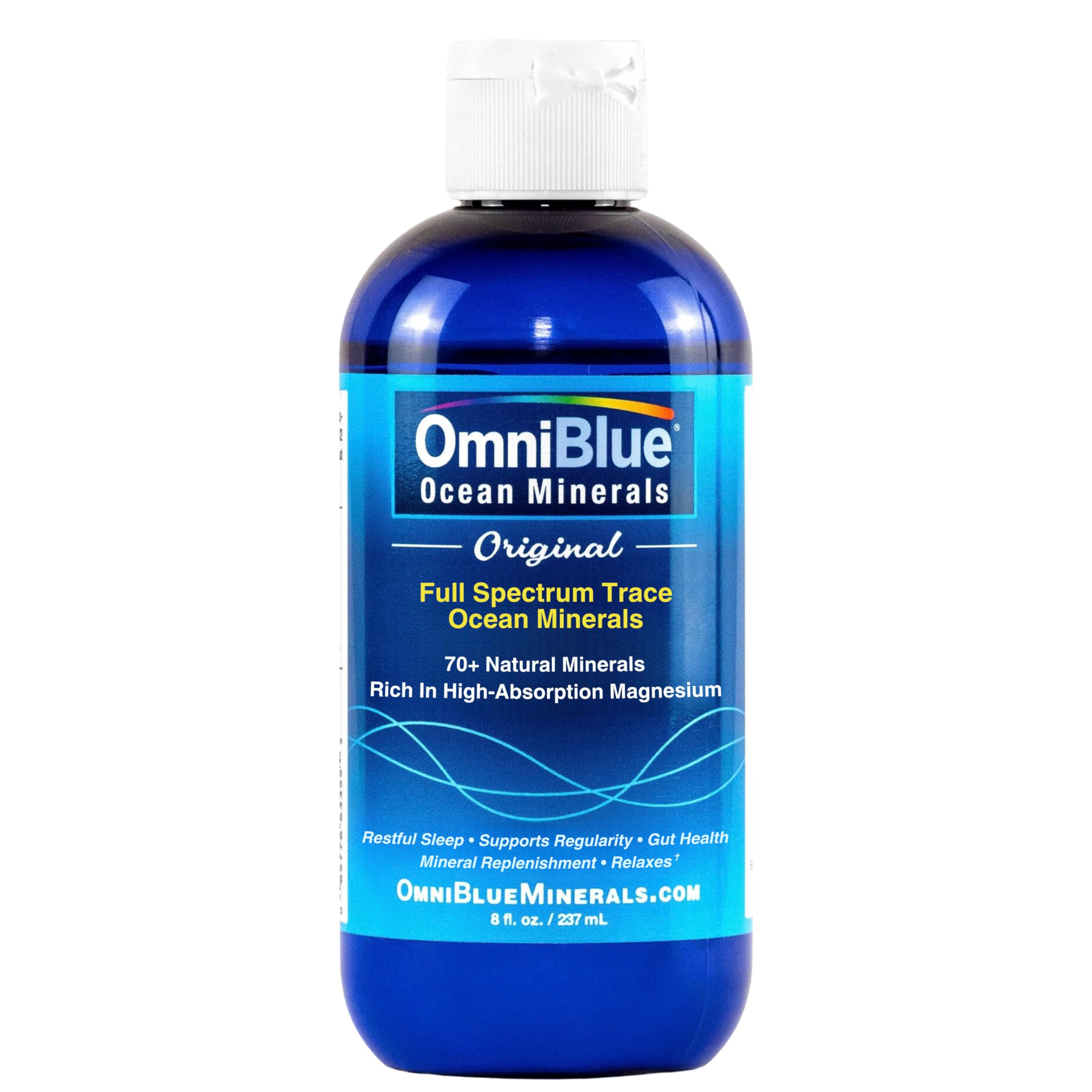 OmniBlue botella frontal mostrando diseño y volumen, facilita identificación