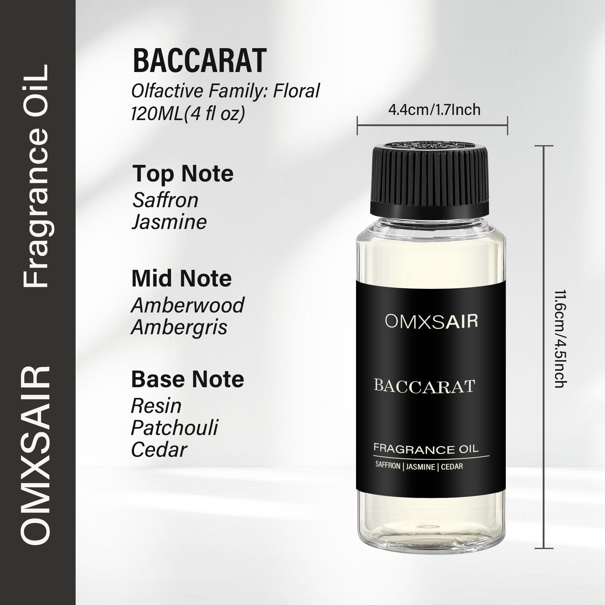 omxsair Baccarat etiqueta en primer plano con información clara