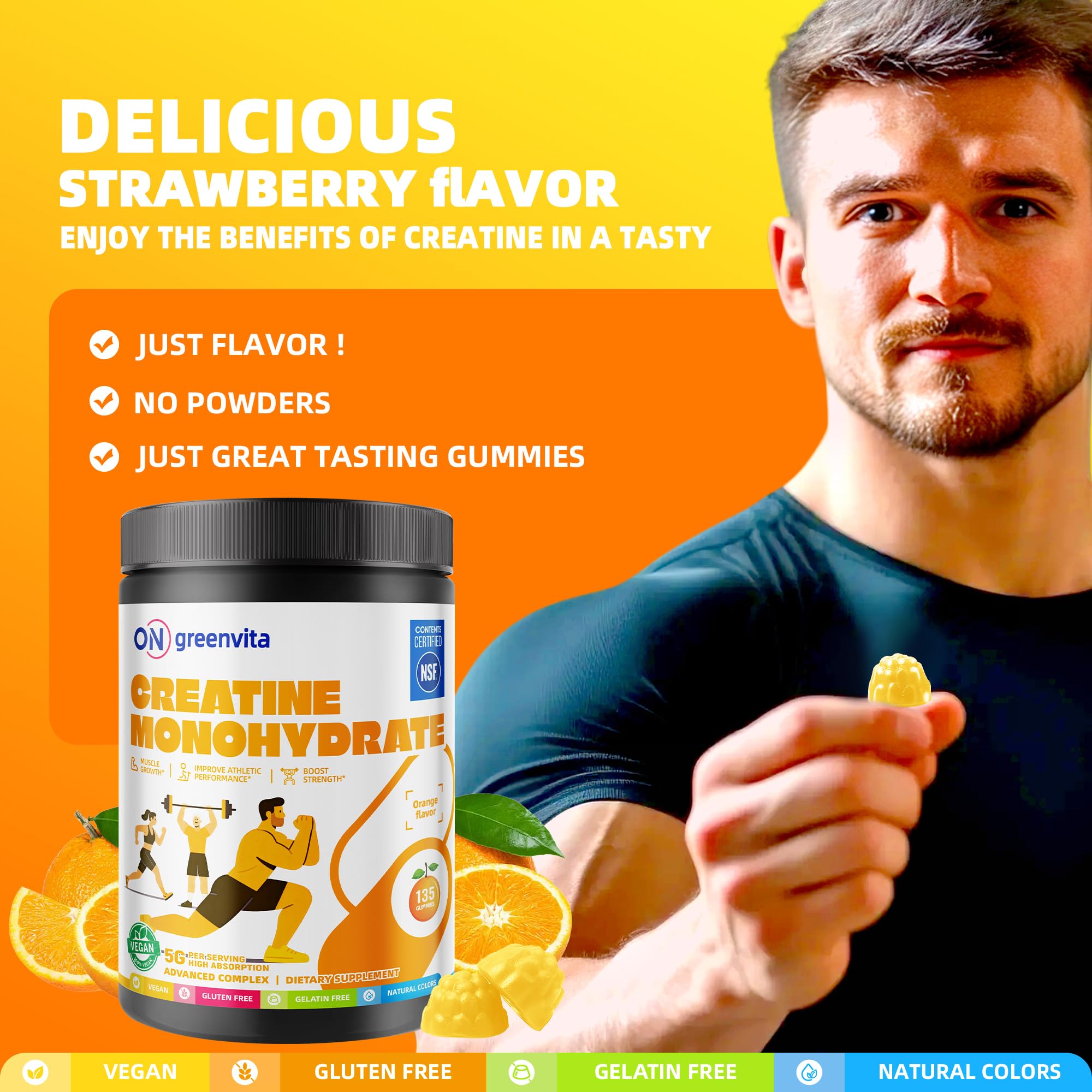 ON GREENVITA NUTRITION etiqueta con sello NSF destacando certificación y confianza