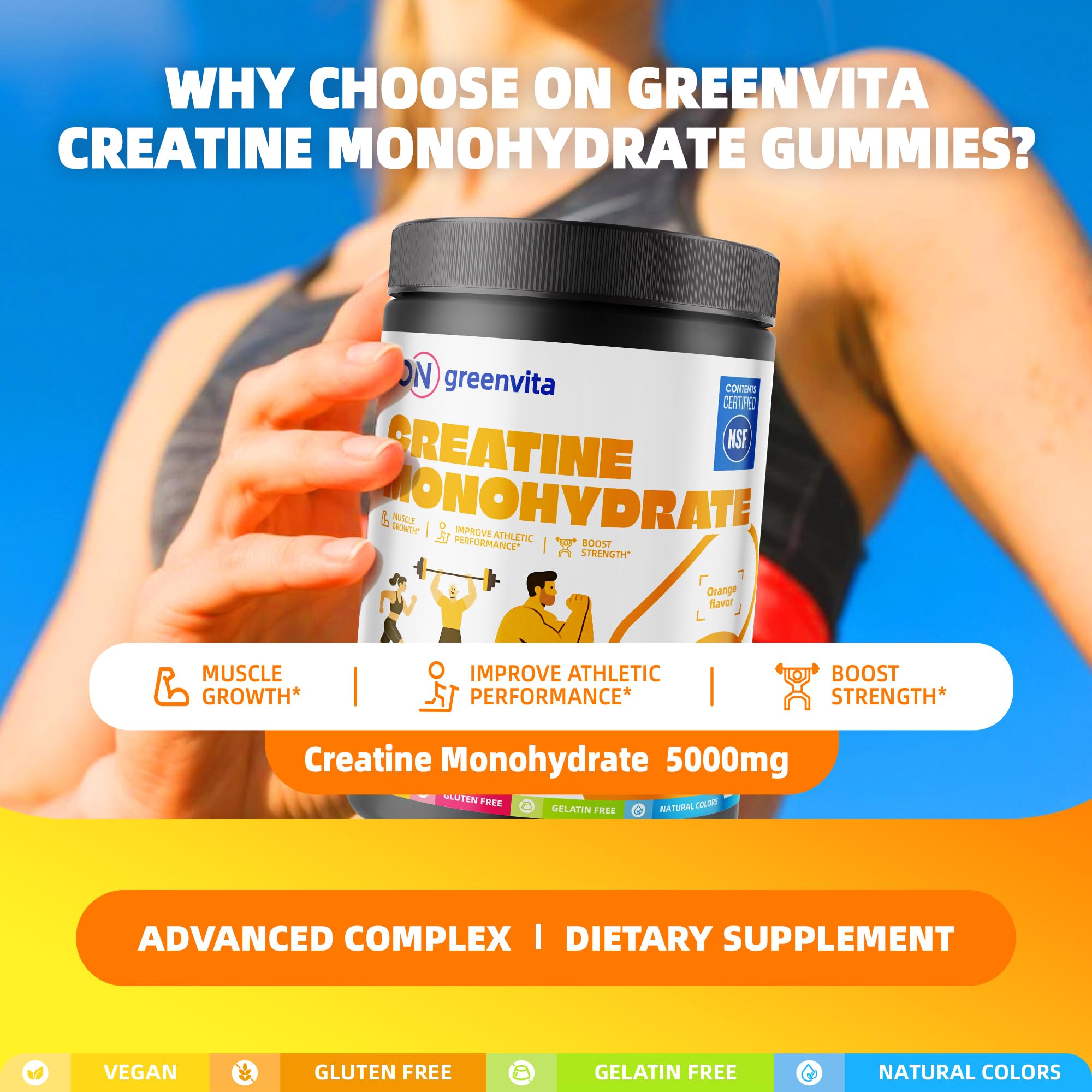 ON GREENVITA NUTRITION gomita en mano lista para consumo, ofrece conveniencia práctica