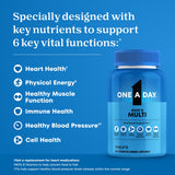 One A Day botella abierta con tabletas visibles, acceso rápido a vitaminas diarias