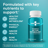 One A Day primer plano de una tableta, muestra textura y tamaño para fácil ingestión
