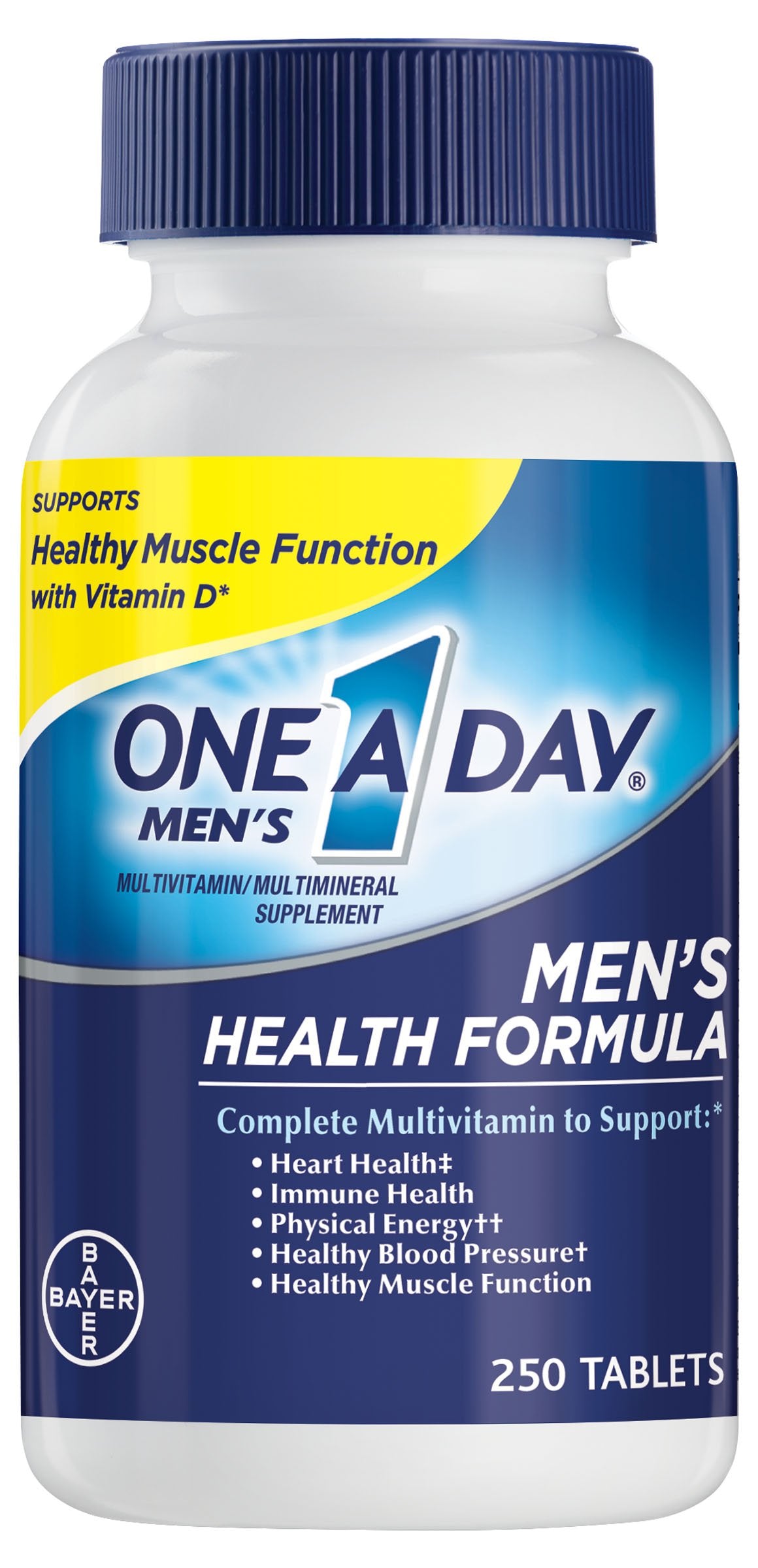 One A Day frente del empaque mostrando el producto y beneficios clave