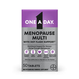 One A Day envase frontal mostrando multivitamínico para menopausia y beneficios
