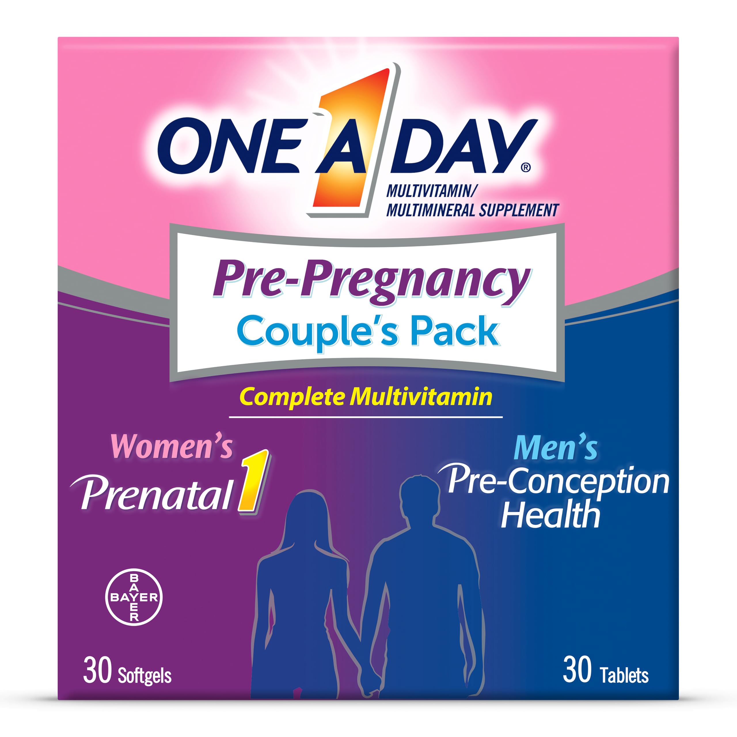ONE A DAY empaquetado frontal: presentación pareja para soporte pregestacional