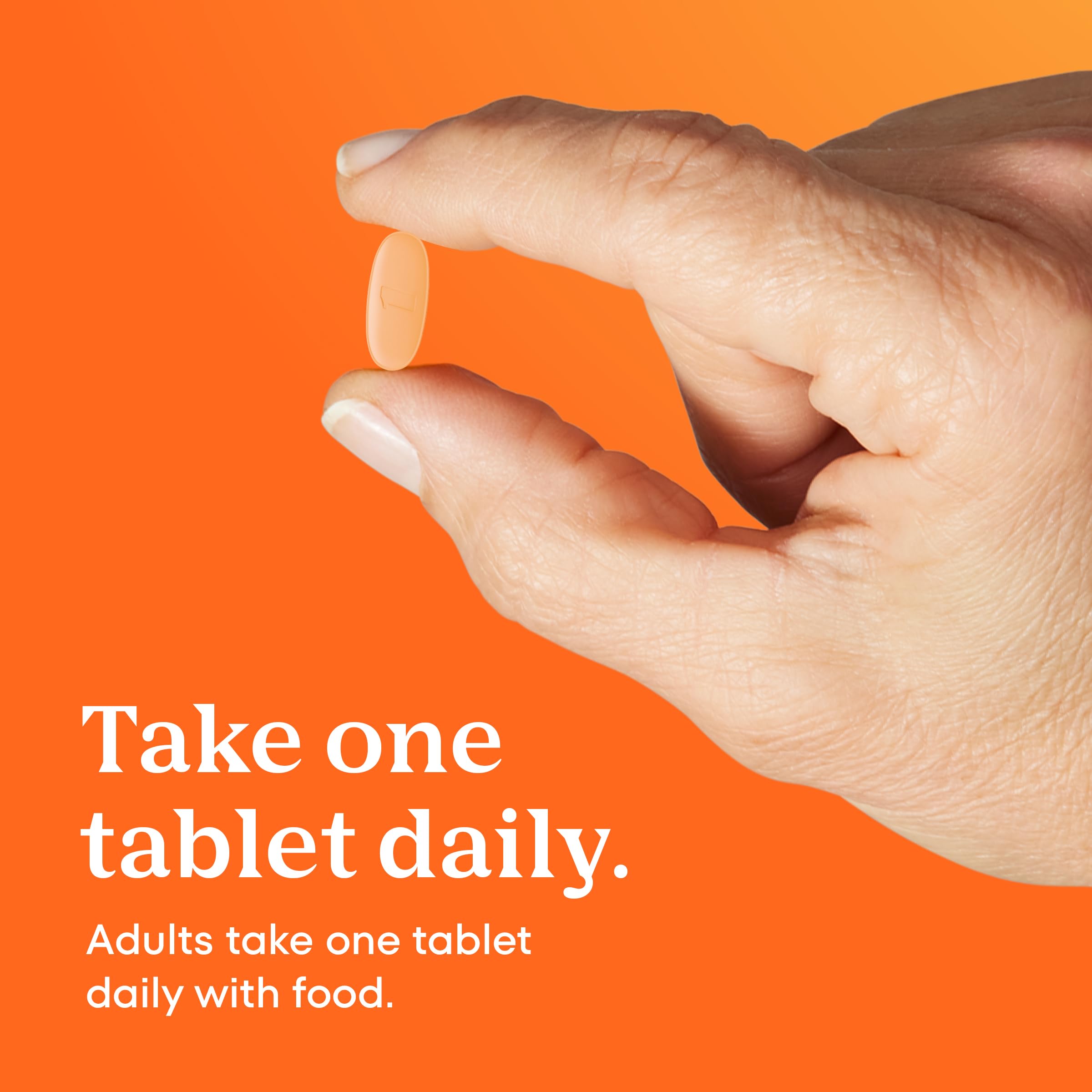 One A Day tabletas al lado de un desayuno para mostrar uso diario con comida