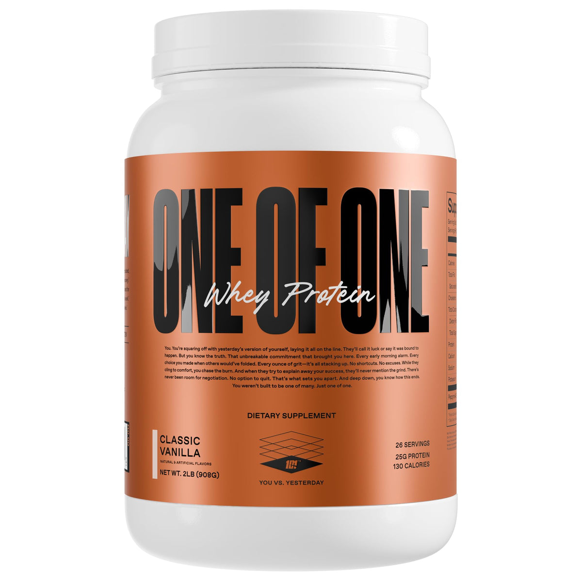ONE OF ONE envase frontal sabor vainilla mostrando diseño y beneficio proteína limpia