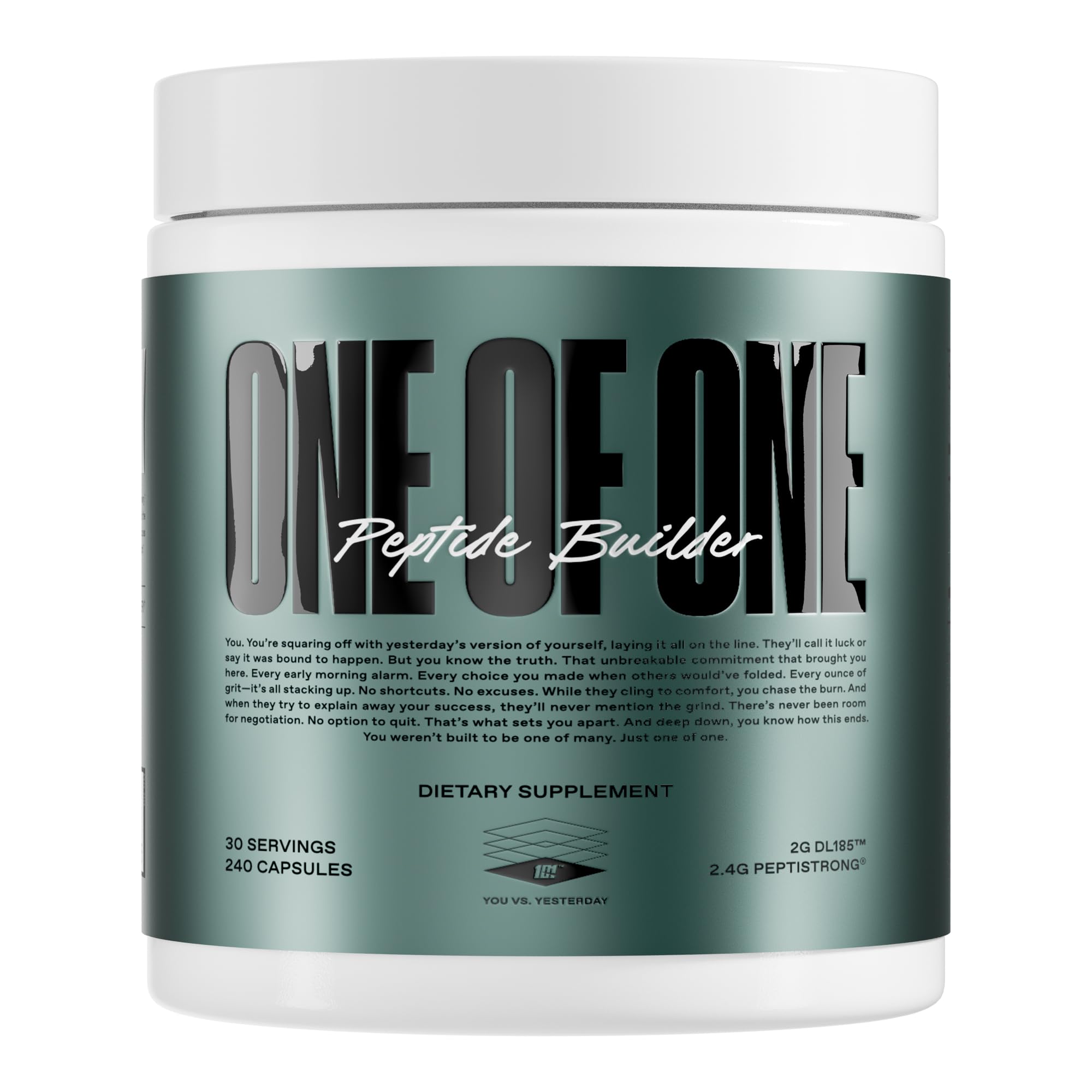 ONE OF ONE frasco frontal mostrando diseño y cantidad de servicios