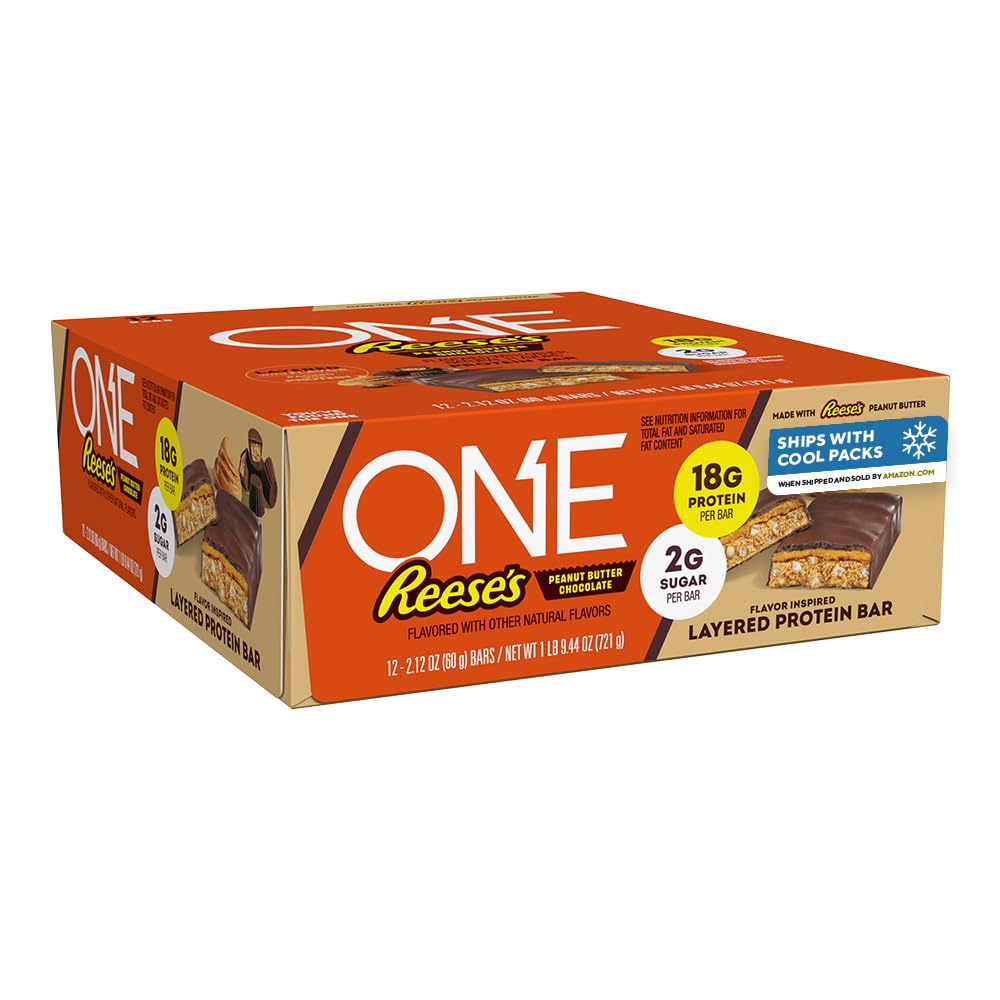 ONE Reese's paquete frontal mostrando diseño y beneficio de proteína