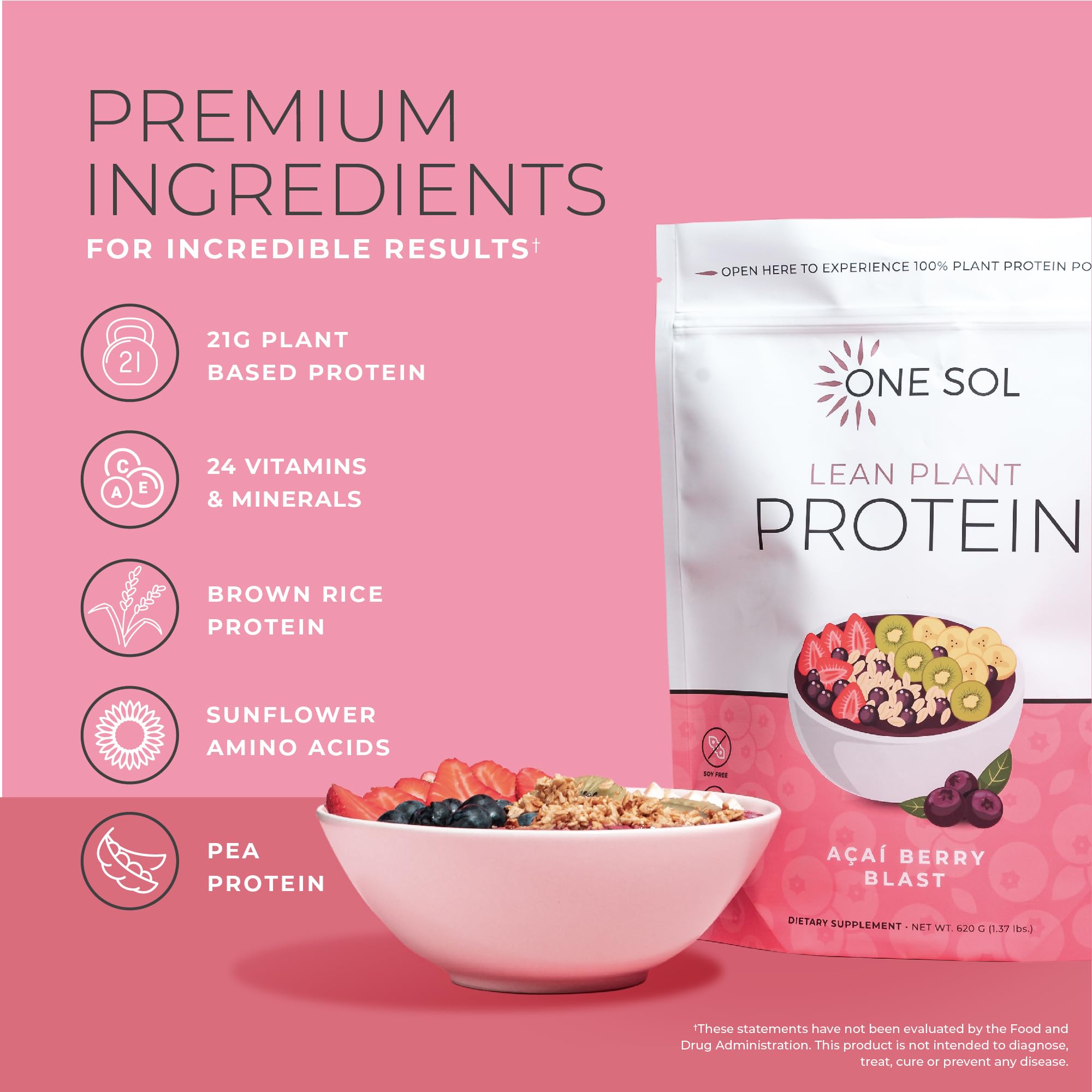 One Sol ingredientes guisante y arroz integral para proteína vegana