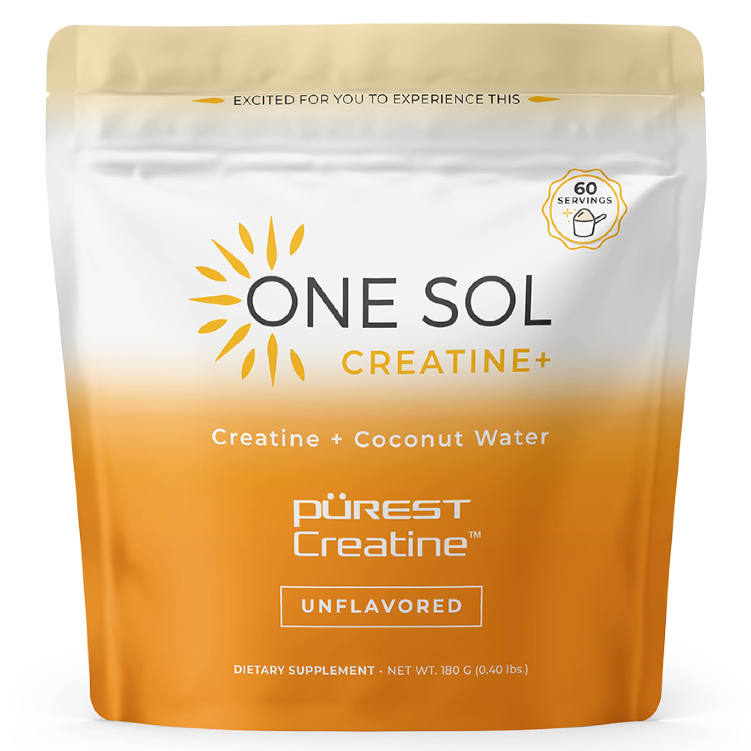 Envase One Sol Creatine for Women frente visible, muestra pureza y confianza