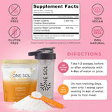 Primer plano etiqueta One Sol con ingredientes veganos y sin gluten, garantía de limpieza