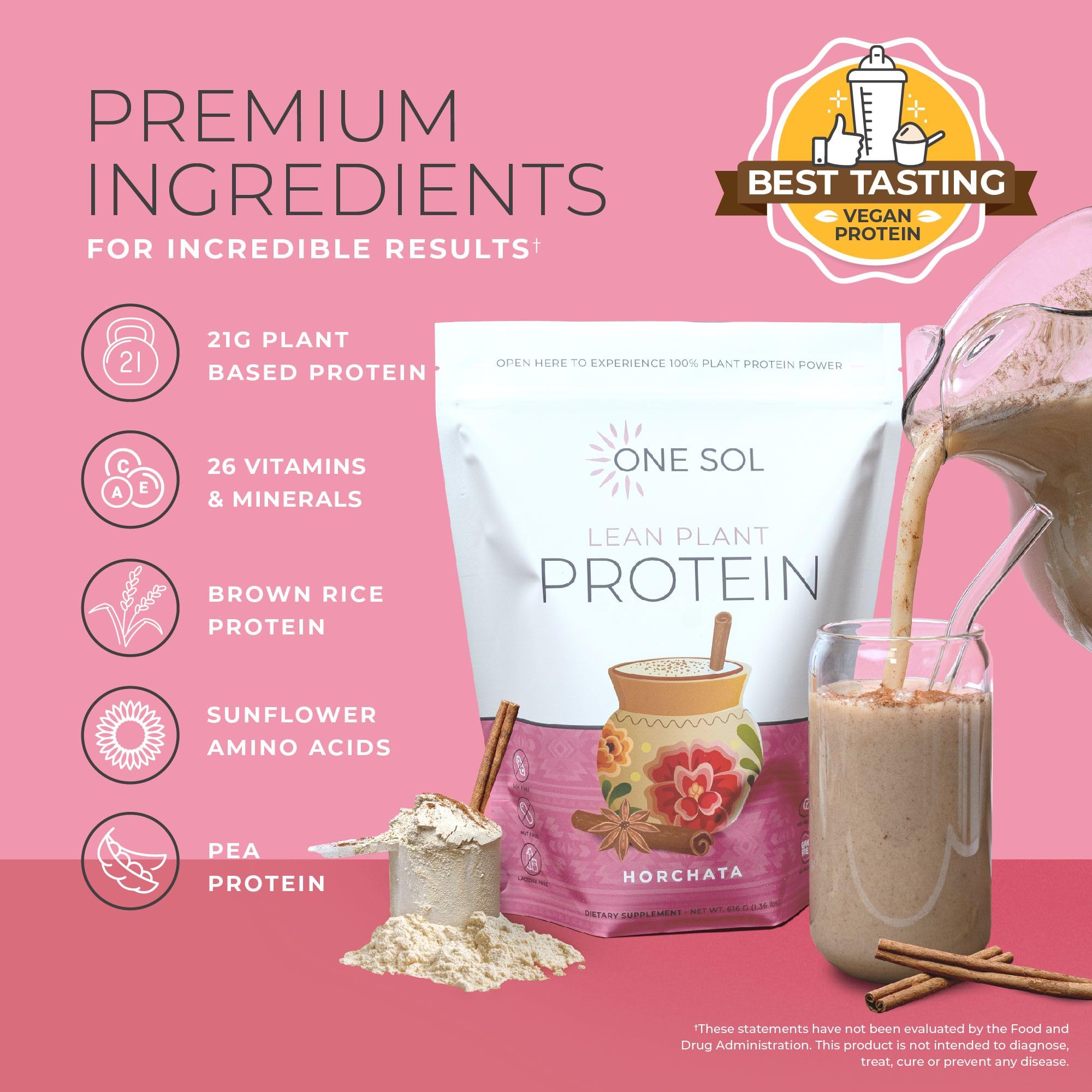 One Sol scoop con porción de proteína mostrando cantidad por servicio
