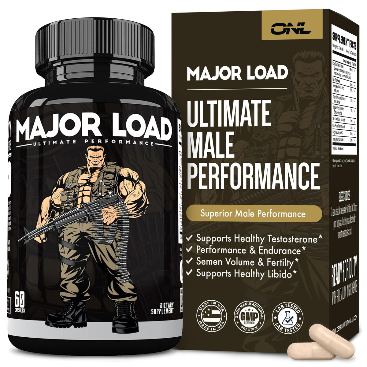 ONL Major Load vista frontal del envase que inspira confianza