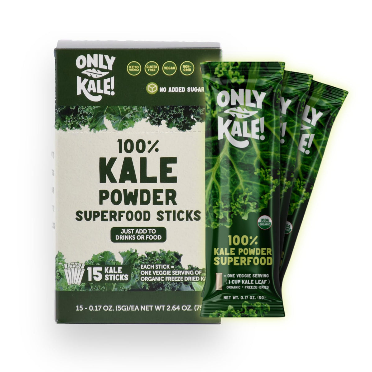 OnlyKale paquete frontal mostrando diseño y practicidad
