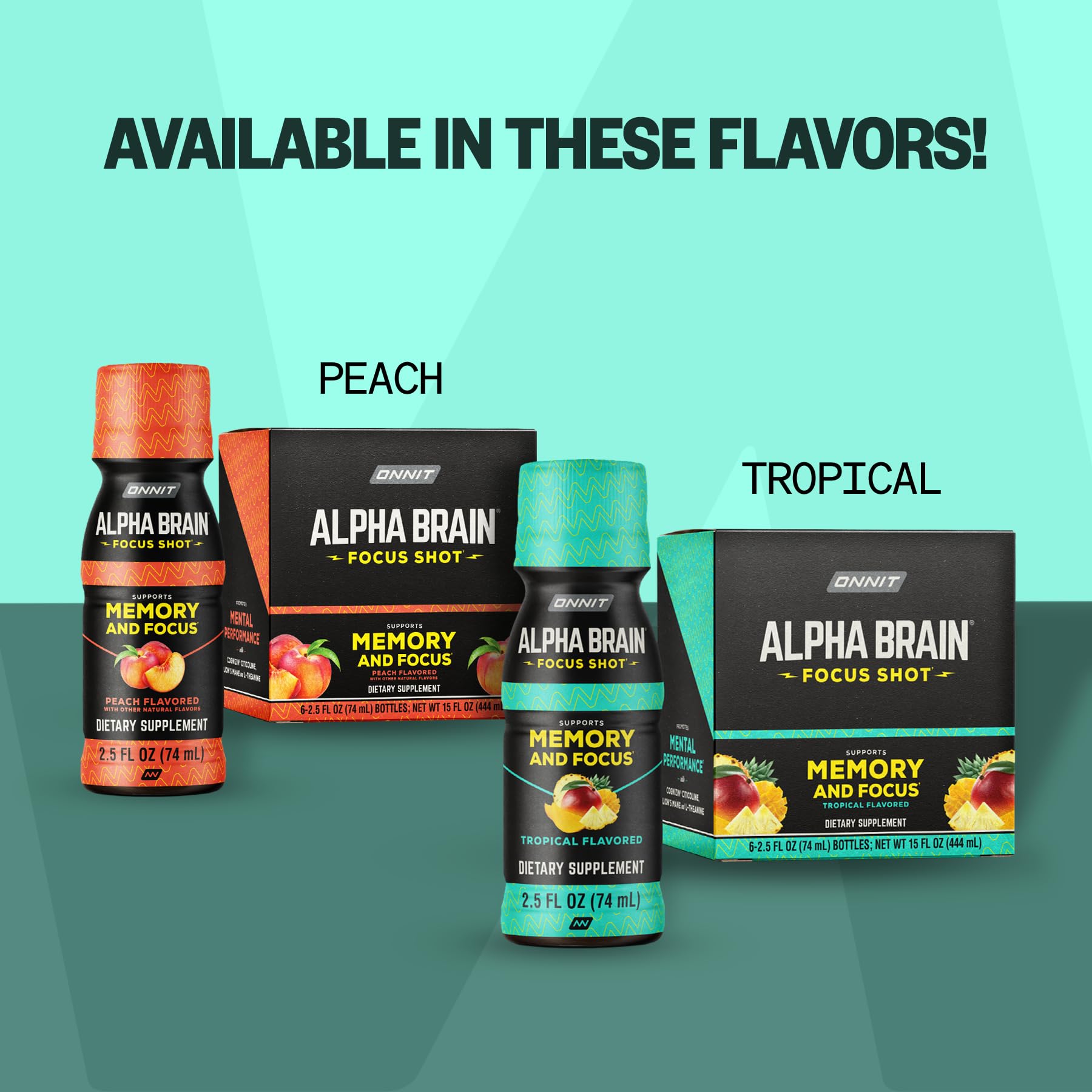 ONNIT Alpha BRAIN enfoque shot caja de seis unidades lista para almacenar