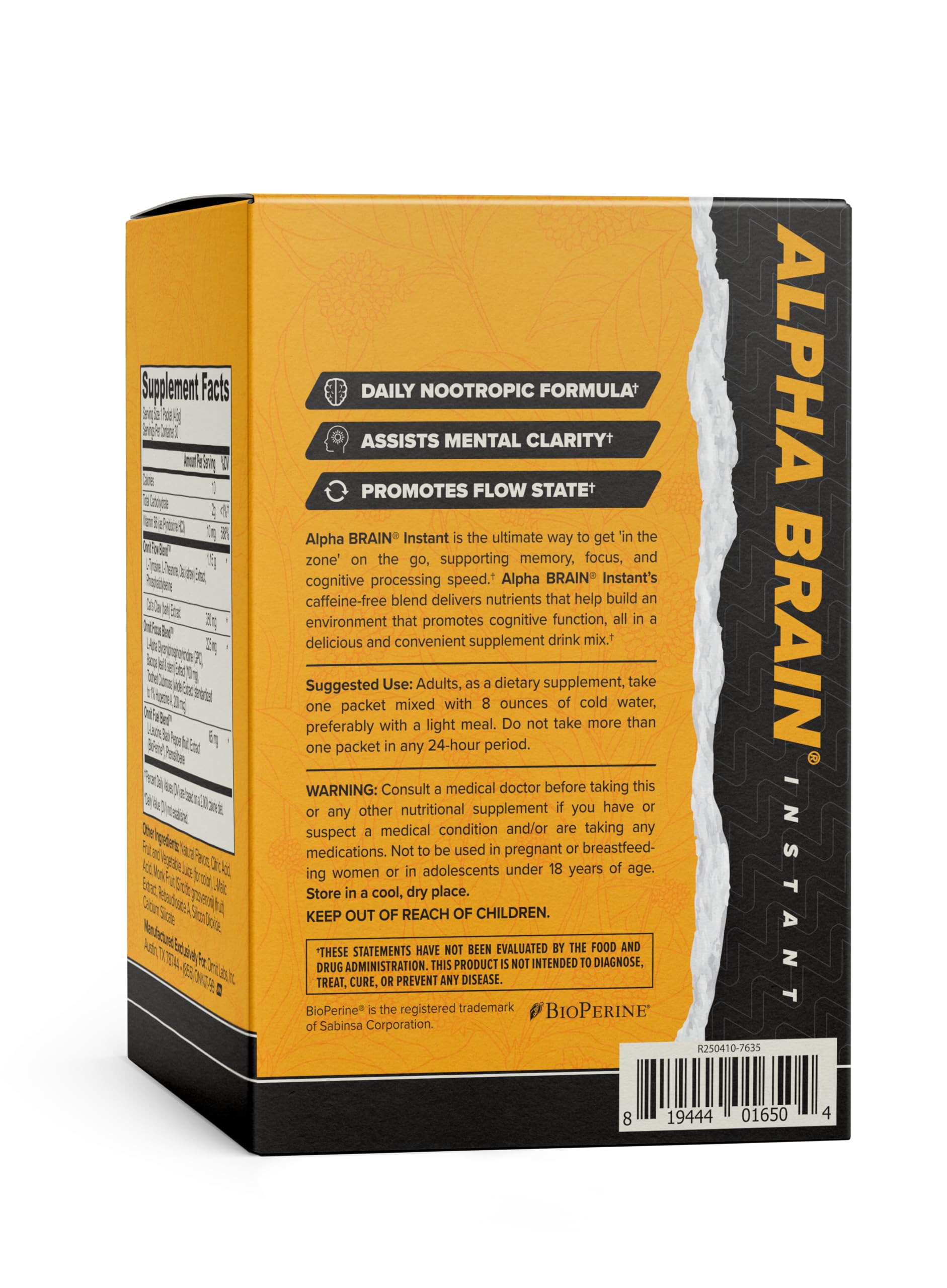 ONNIT Alpha BRAIN polvo visto de cerca para apreciar textura mezclable