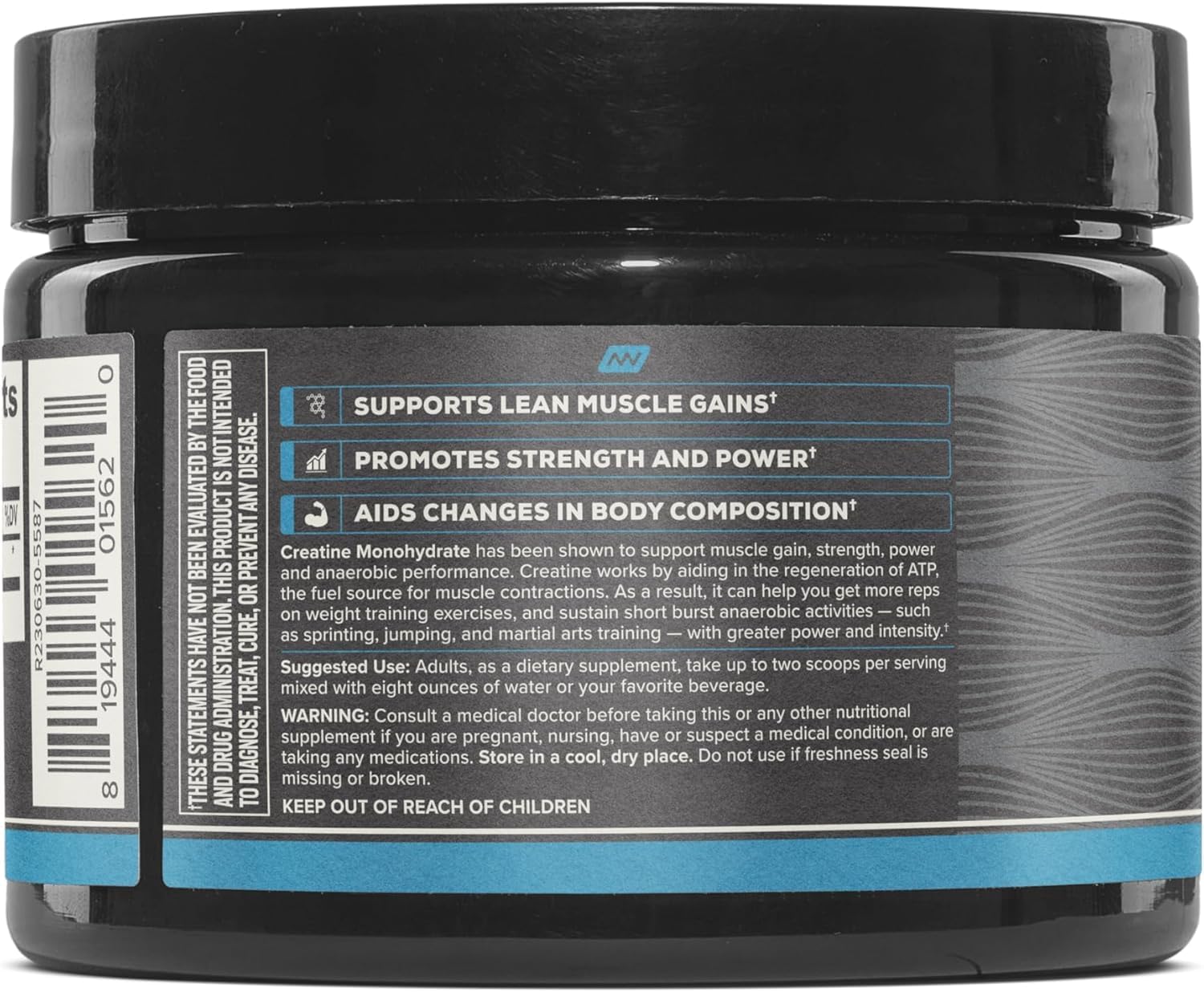 ONNIT creatina bote abierto en mano para ver textura y porción práctica