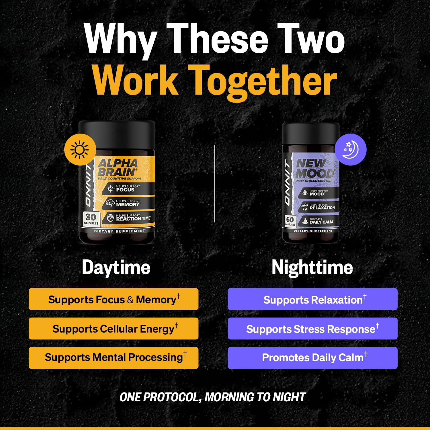 ONNIT New MOOD frasco cerrado, apoyo para relajación al final del día