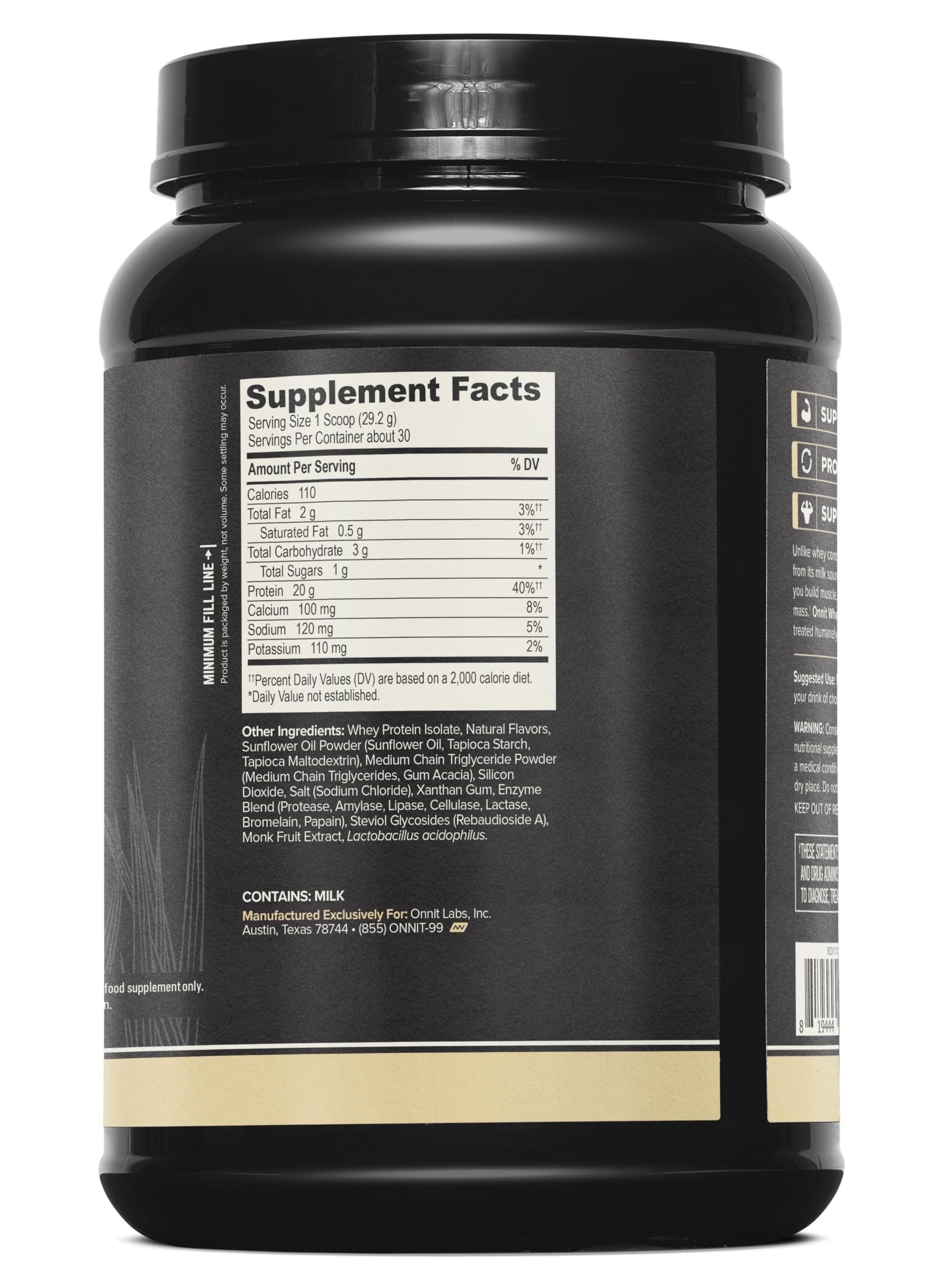 ONNIT vaso con batido de vainilla listo para consumo tras entrenamiento