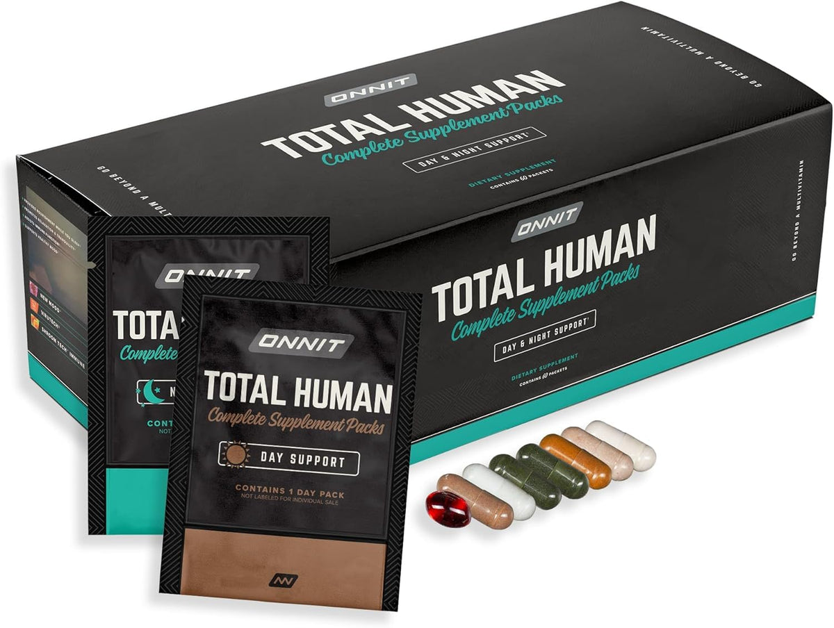 ONNIT empaque frontal mostrando packs día y noche y conveniencia diaria