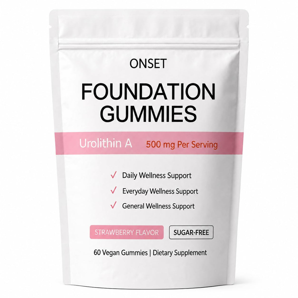 ONSET paquete frontal mostrando 60 gomitas y conveniencia diaria