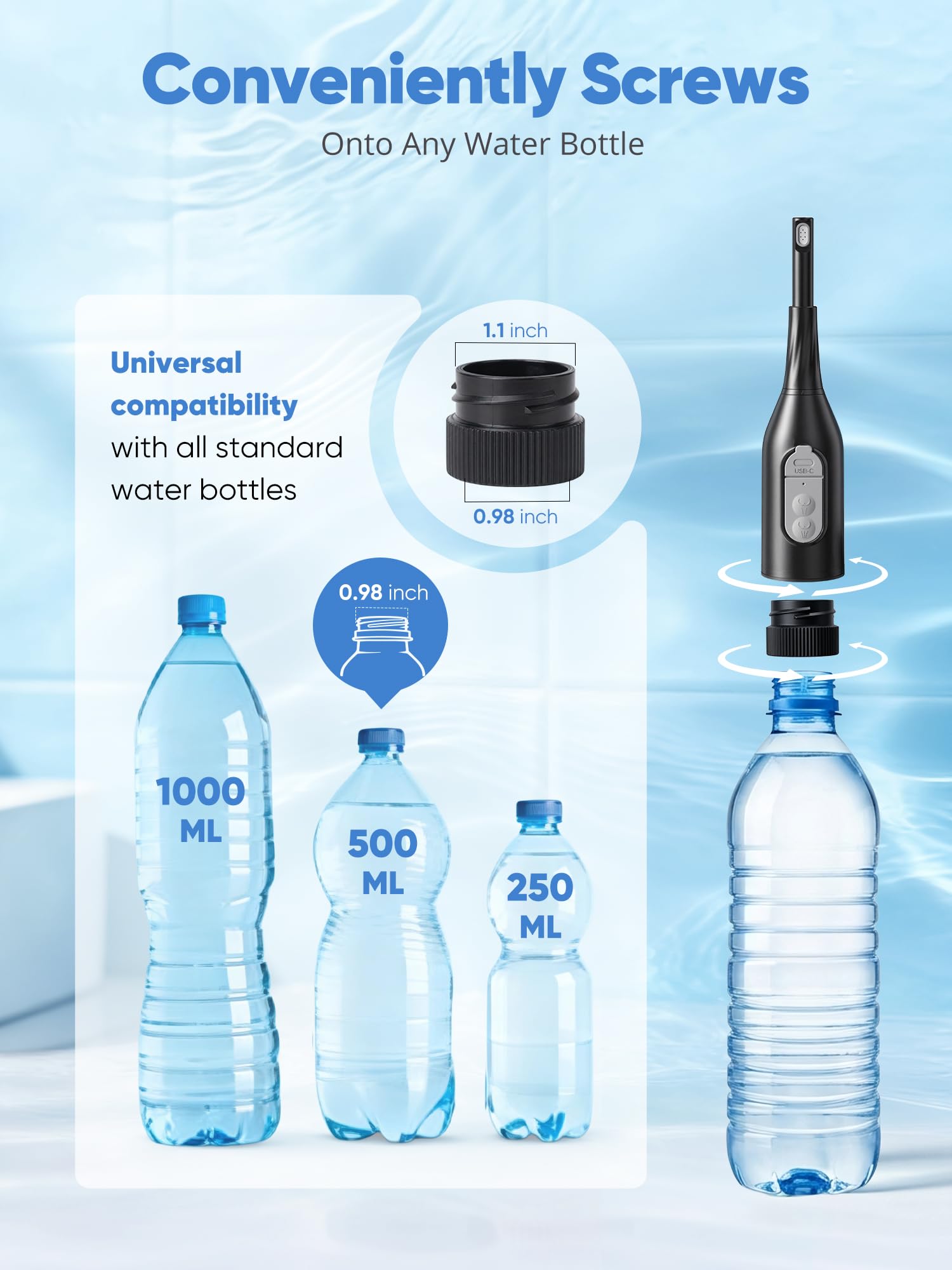 ONTHEWEI adaptador universal conectado a botella para rellenar en cualquier lugar