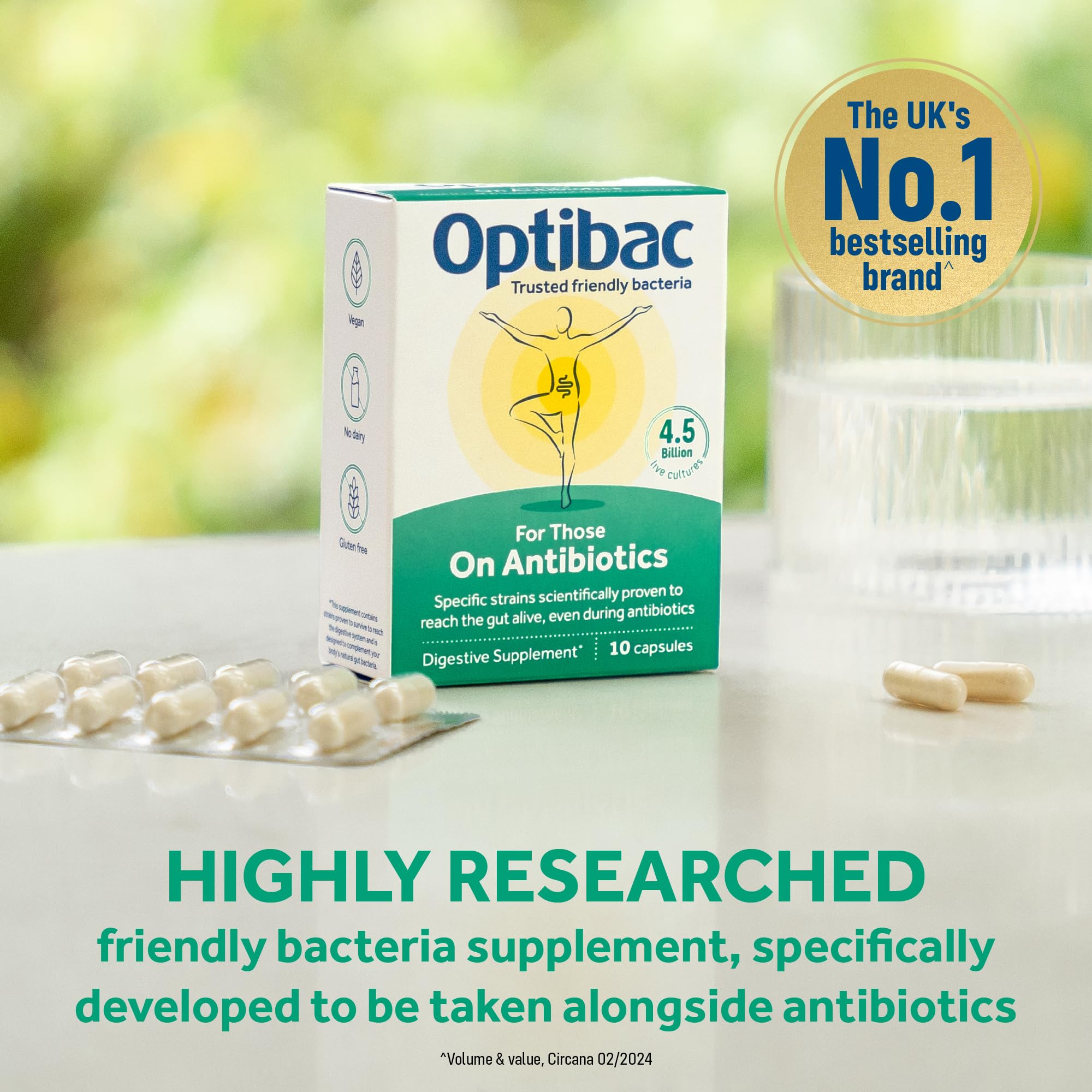 Optibac primer plano de una cápsula mostrando la textura y formulación segura