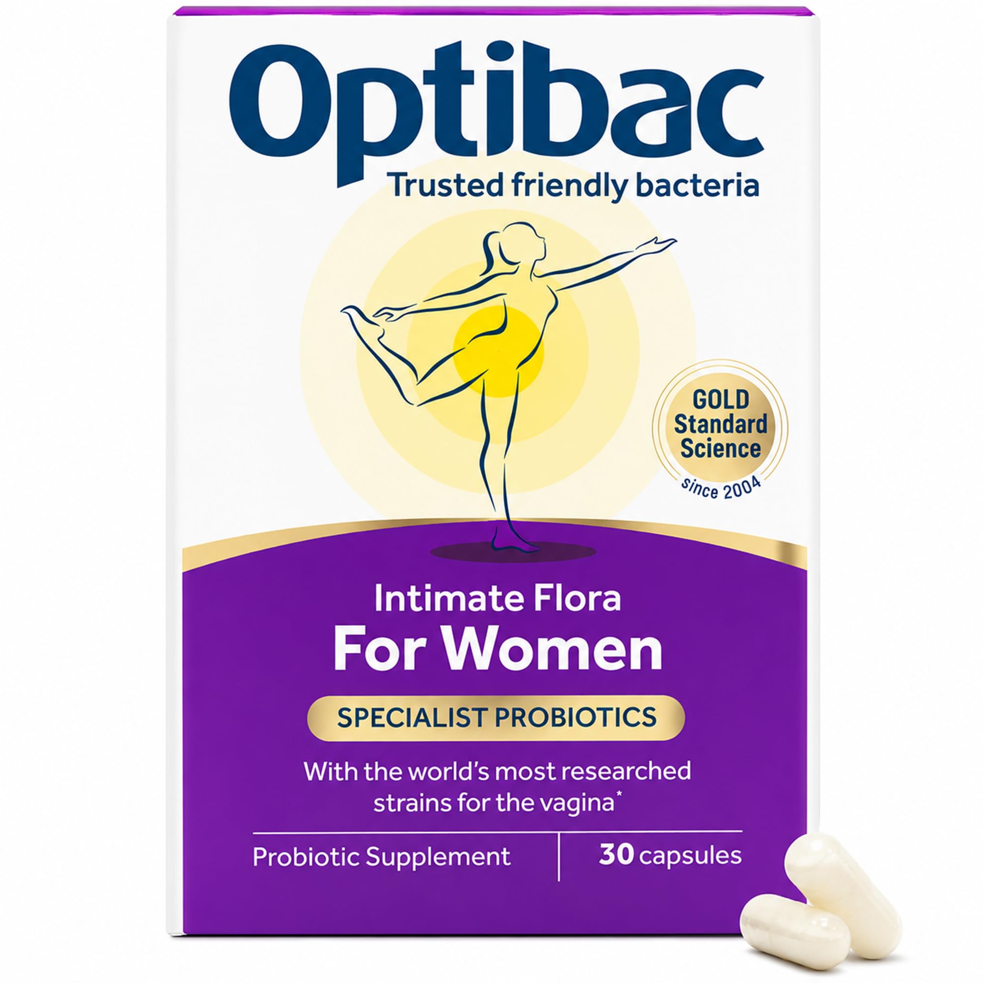 Optibac Probiotics primer plano de una cápsula que destaca su textura y calidad