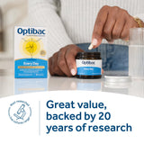 Optibac envase abierto con cápsulas para visualizar cantidad y presentación