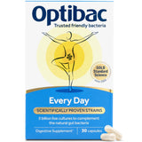 Optibac frontal mostrando el envase y beneficio de equilibrio digestivo