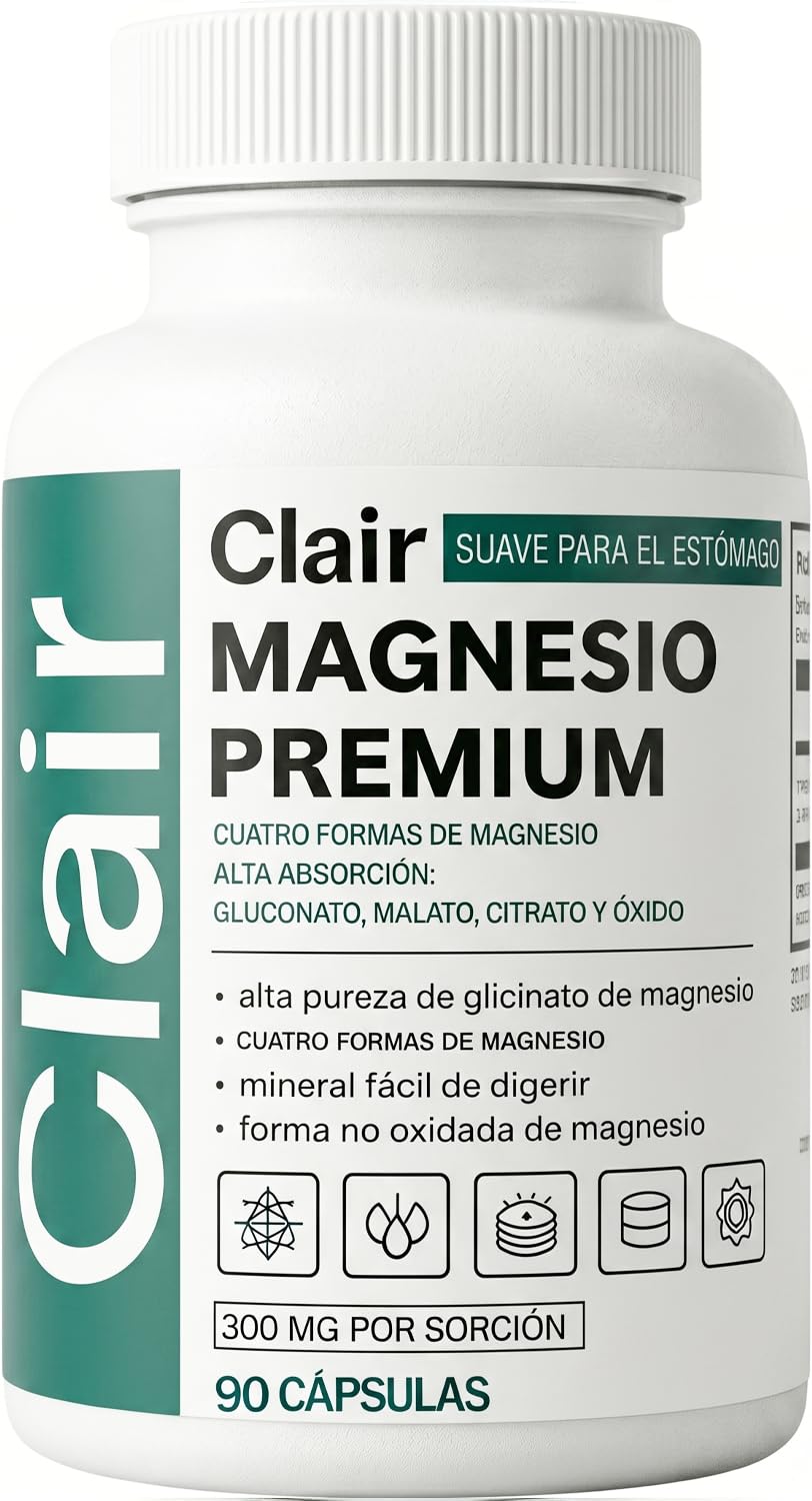 Optifusion Clair frontal del empaque mostrando 4 tipos de magnesio y claridad del producto