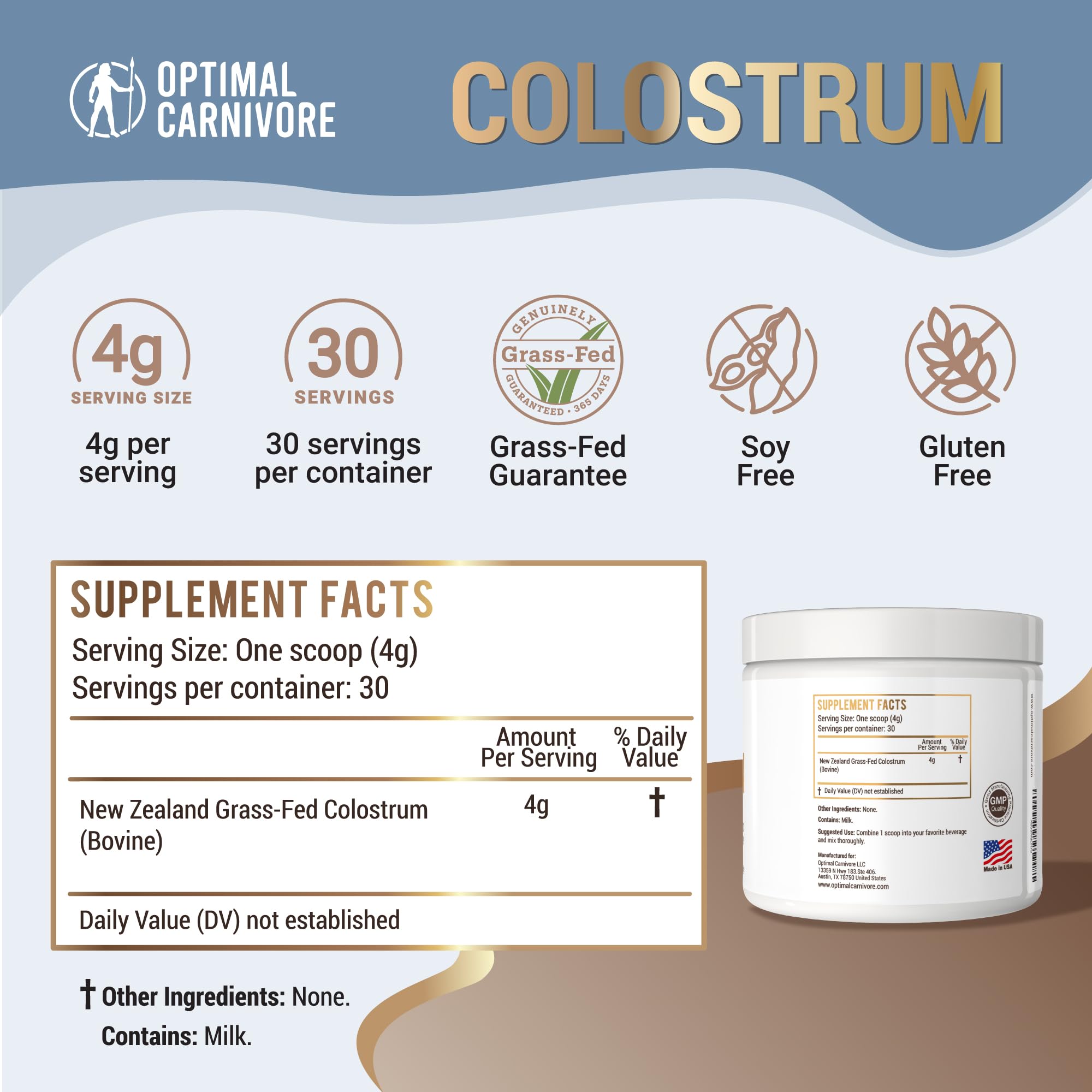 Optimal Carnivore: colostro mezclado en batido, uso sencillo y versátil