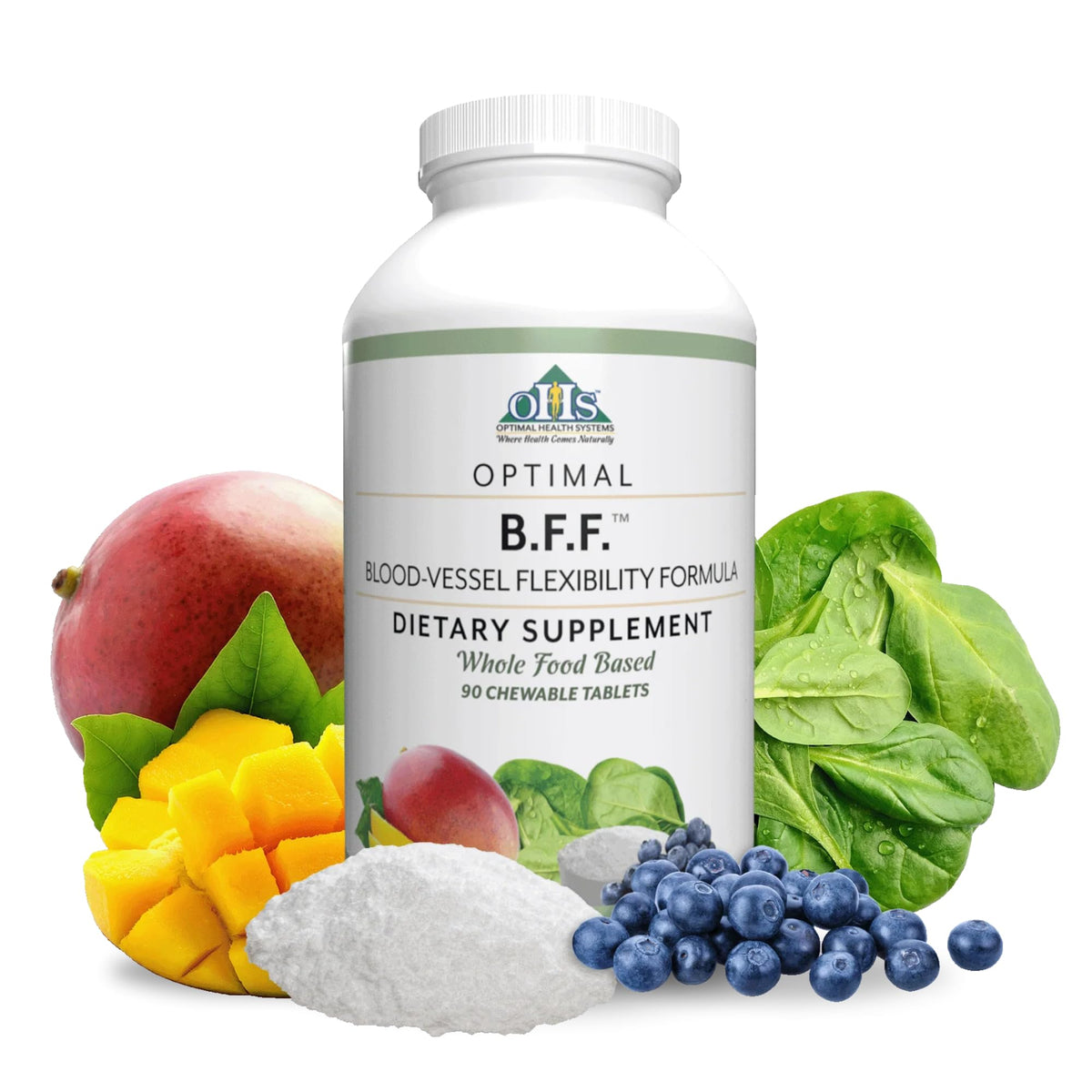 Optimal Health Systems frasco frontal mostrando etiqueta y beneficios visibles