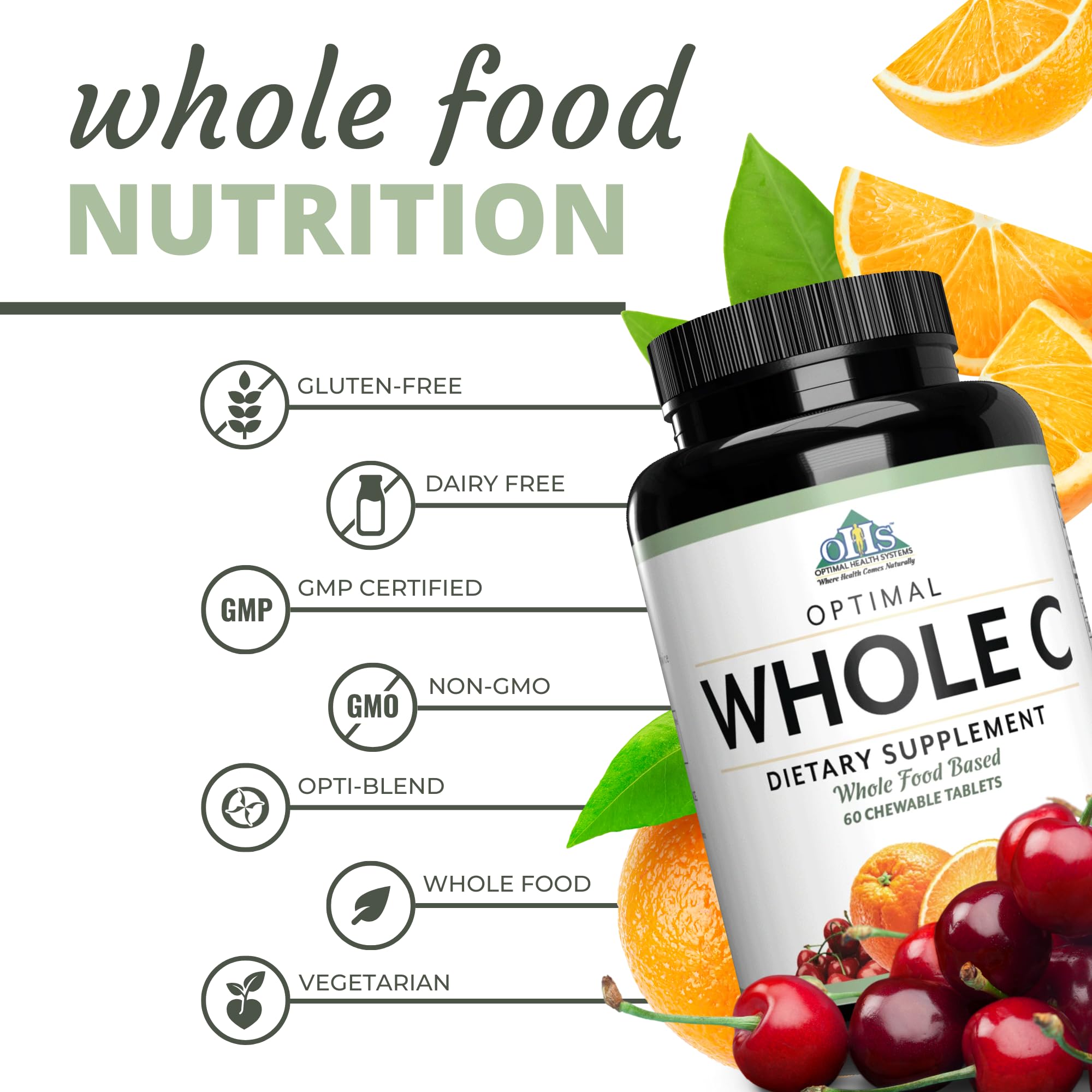 Optimal Health Systems tabletas en mano para comparar tamaño, práctico y fácil de masticar