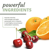 Optimal Health Systems acerola, naranja y grosella negra juntos, muestra de fuentes integrales