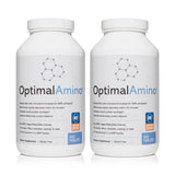 OptimalAmino envase frontal mostrando diseño y cantidad 600 comprimidos, beneficio conveniencia