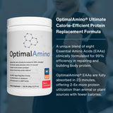 OptimalAmino polvo en cuchara evidenciando mezcla rápida y sin sabores artificiales