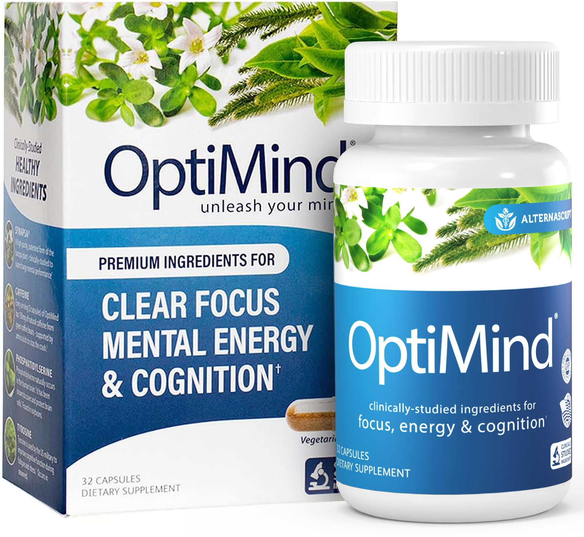 optimind frente del envase mostrando diseño y beneficio de enfoque