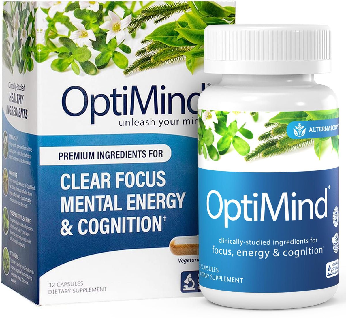 optimind frente del envase mostrando diseño y beneficio de enfoque