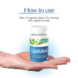 optimind cápsulas junto a portátil para energía sostenida en trabajo